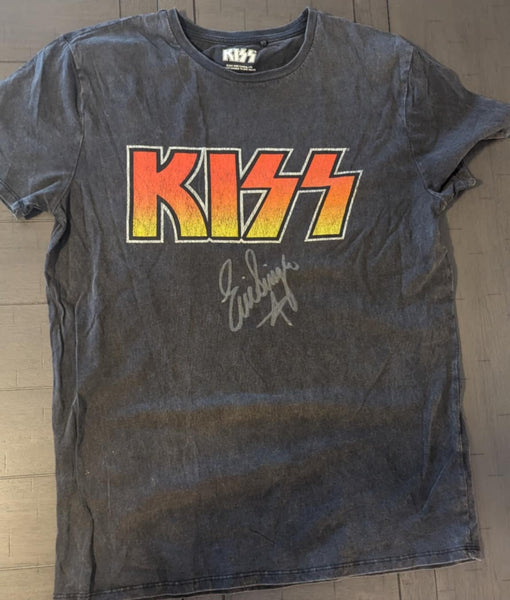 KISS Eric Singer Owned and Signed KISS Logo T-SHIRT New Unused  Personal Collection Medium