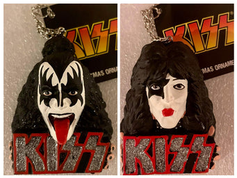 KISS Set of 2 Christmas Ornaments Gene Simmons Paul Stanley Demon Starchild