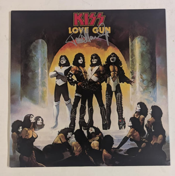 KISSONLINE KISS PAUL STANLEY SILVER signed LOVE GUN LP KOL EX colored vinyl