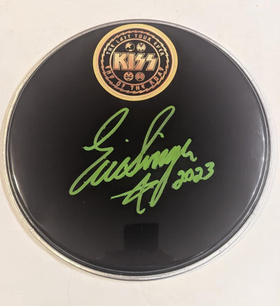 Eric Singer END OF THE ROAD 2023 SIGNED MERCH DRUMHEAD  KISS 50th Anniversary Scratch & Dent