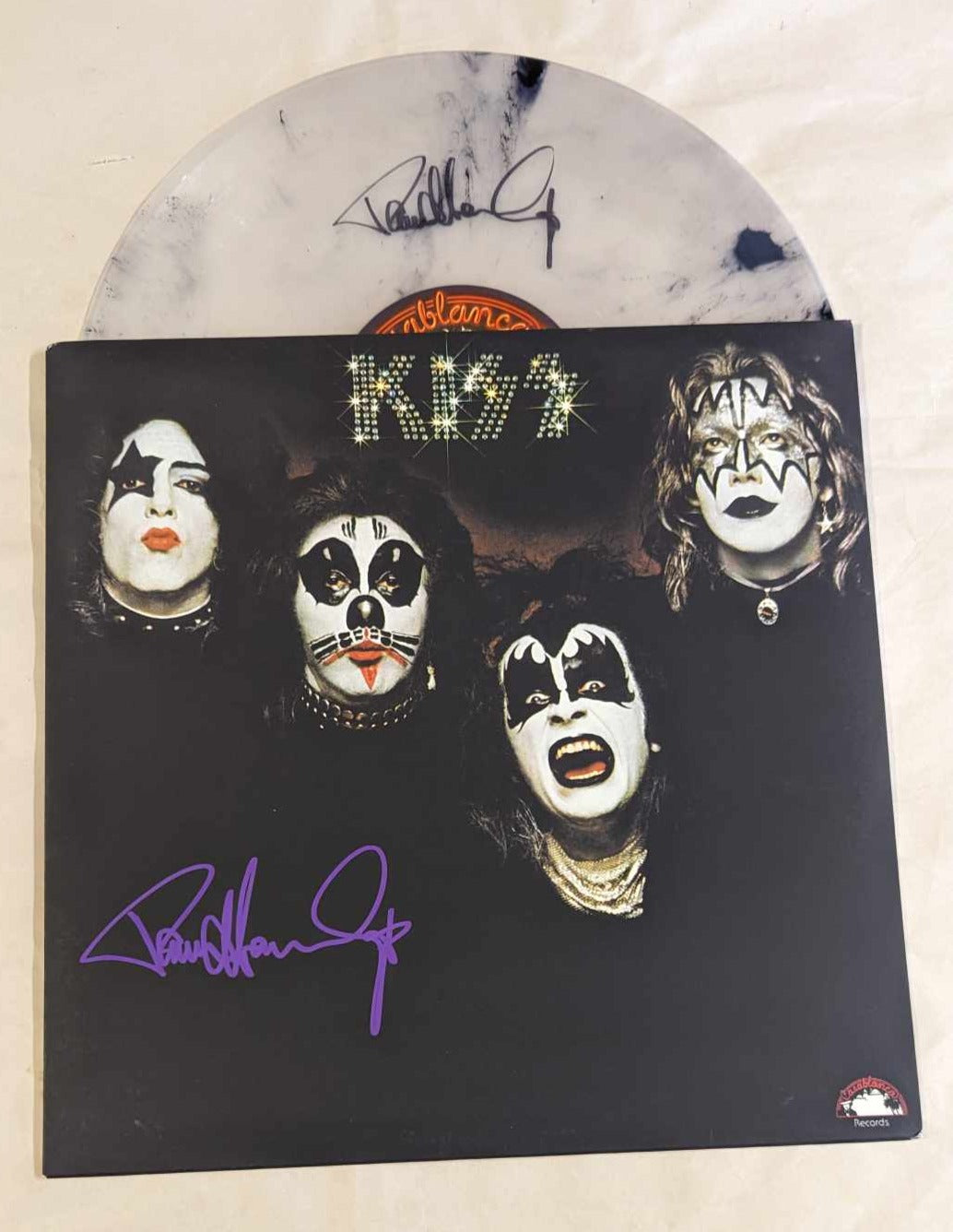 KISS PAUL STANLEY signed TWICE Debut Marble Swirl vinyl LP