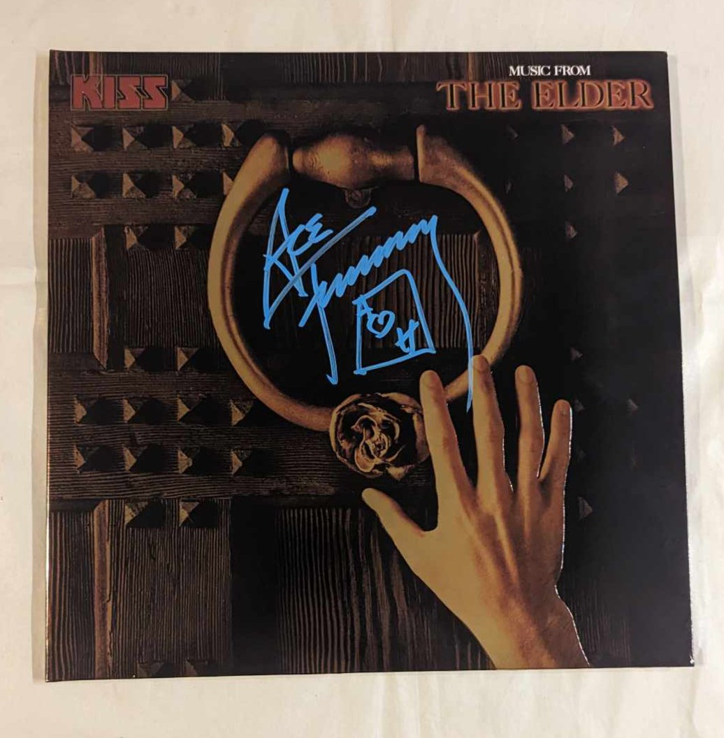 ACE FREHLEY Signed GERMAN ELDER Clear Vinyl LP w extras KISS