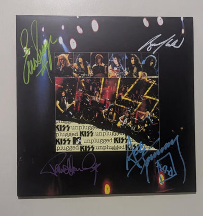 KISS PAUL STANLEY ACE FREHLEY ERIC SINGER BRUCE KULICK Signed KISS UNPLUGGED LP