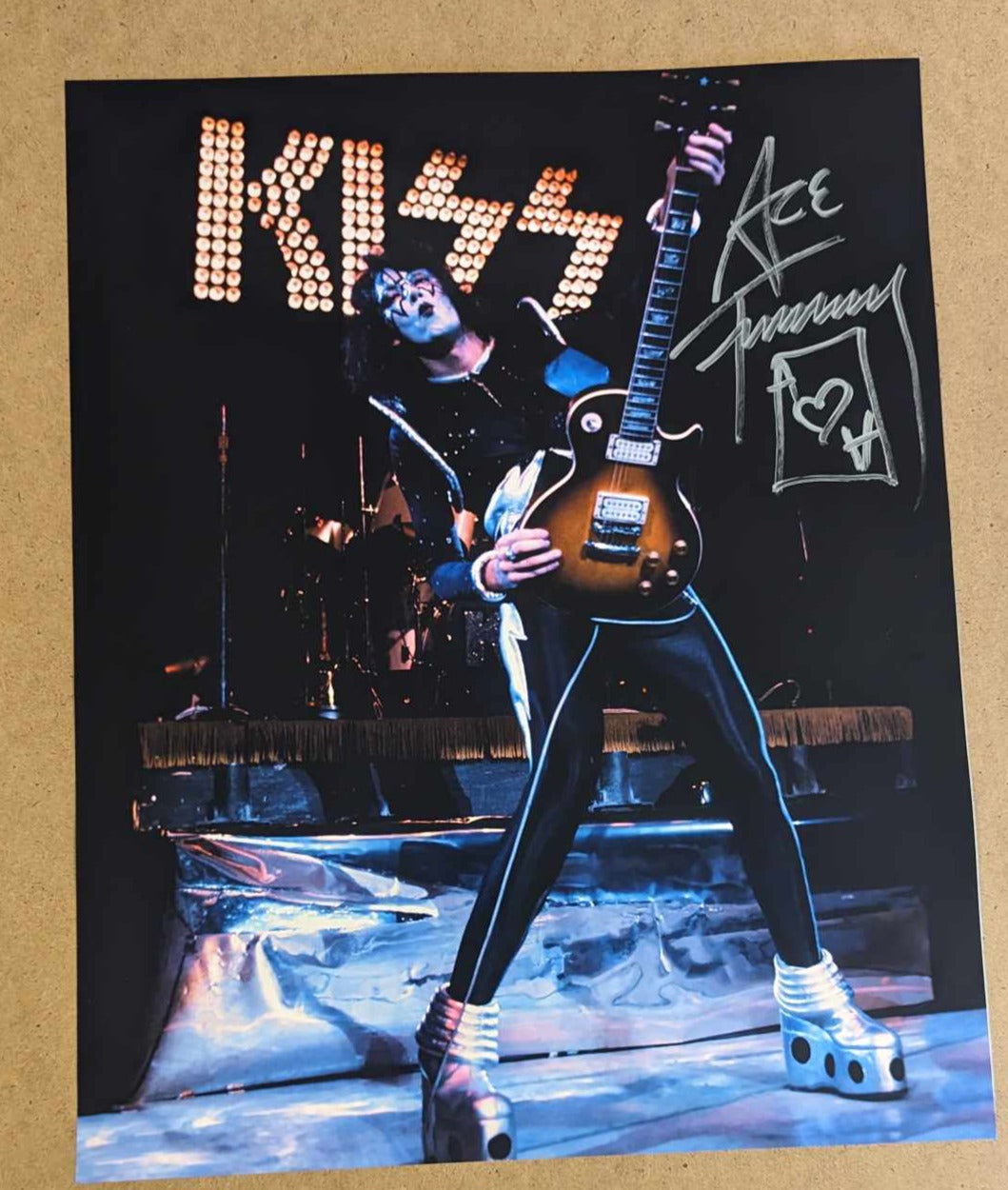 KISS ACE FREHLEY Signed 16 x 20 ALIVE ERA TOBACCO SUNBURST POSTER