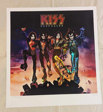 KISSONLINE KISS ACE FREHLEY Signed DESTROYER LITHO POSTER KOL EX Autograph LOW NUMBER