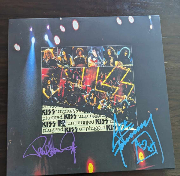 KISS PAUL STANLEY & ACE FREHLEY Signed KISS UNPLUGGED LP