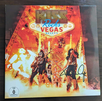 KISS ROCKS VEGAS GERMAN LP Signed by PAUL STANLEY