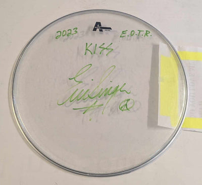 11-15-2023 WINNIPEG MB Eric Singer Signed EOTR DRUMHEAD w SETLIST KISS