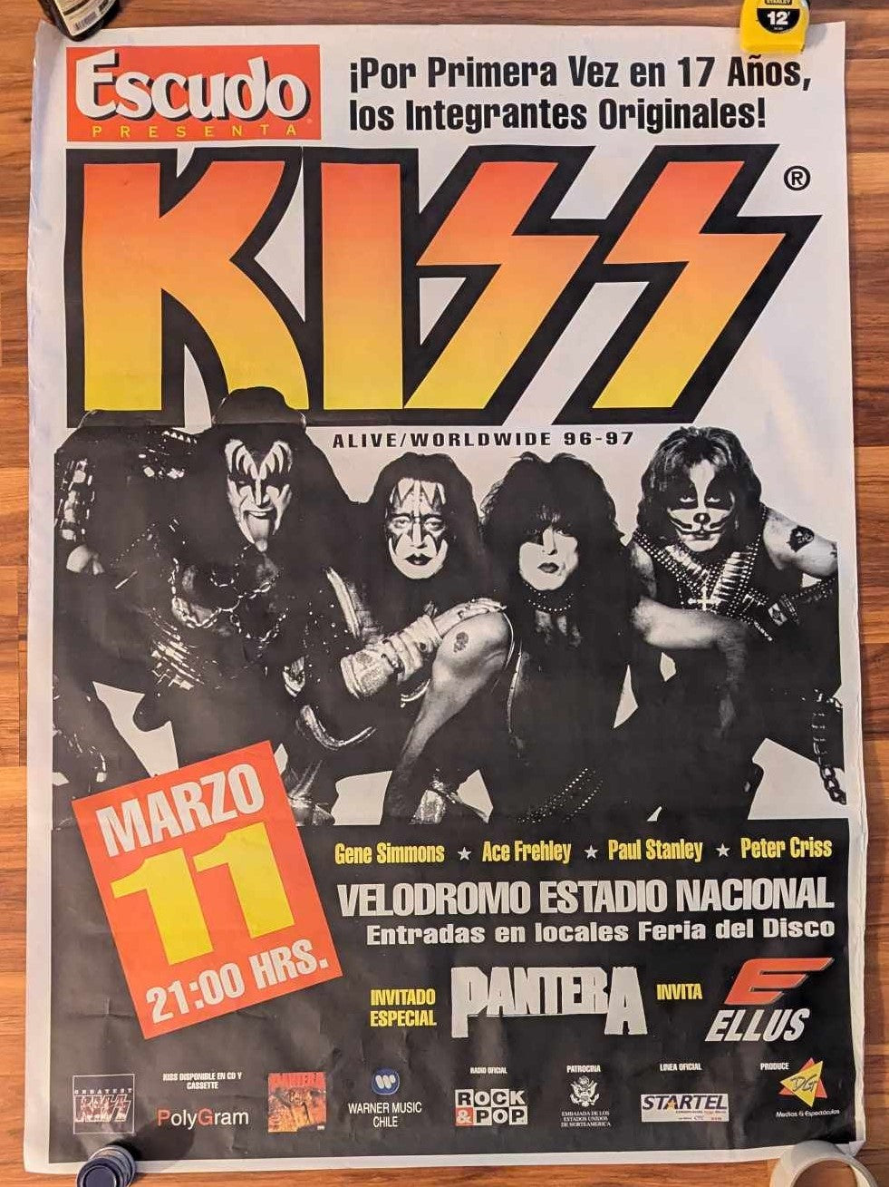 KISS Giant PROMO POSTER SANTIAGO CHILE March 11 1997