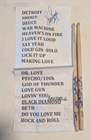 6-13-2023 BRUSSELS BELGIUM  Eric Singer Signed EOTR SETLIST w set of DRUMSTICKS KISS