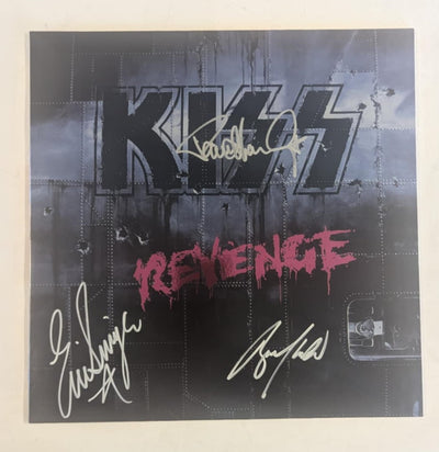 KISS REVENGE KOL EX LP Signed by PAUL STANLEY BRUCE KULICK and ERIC SINGER Colored Vinyl