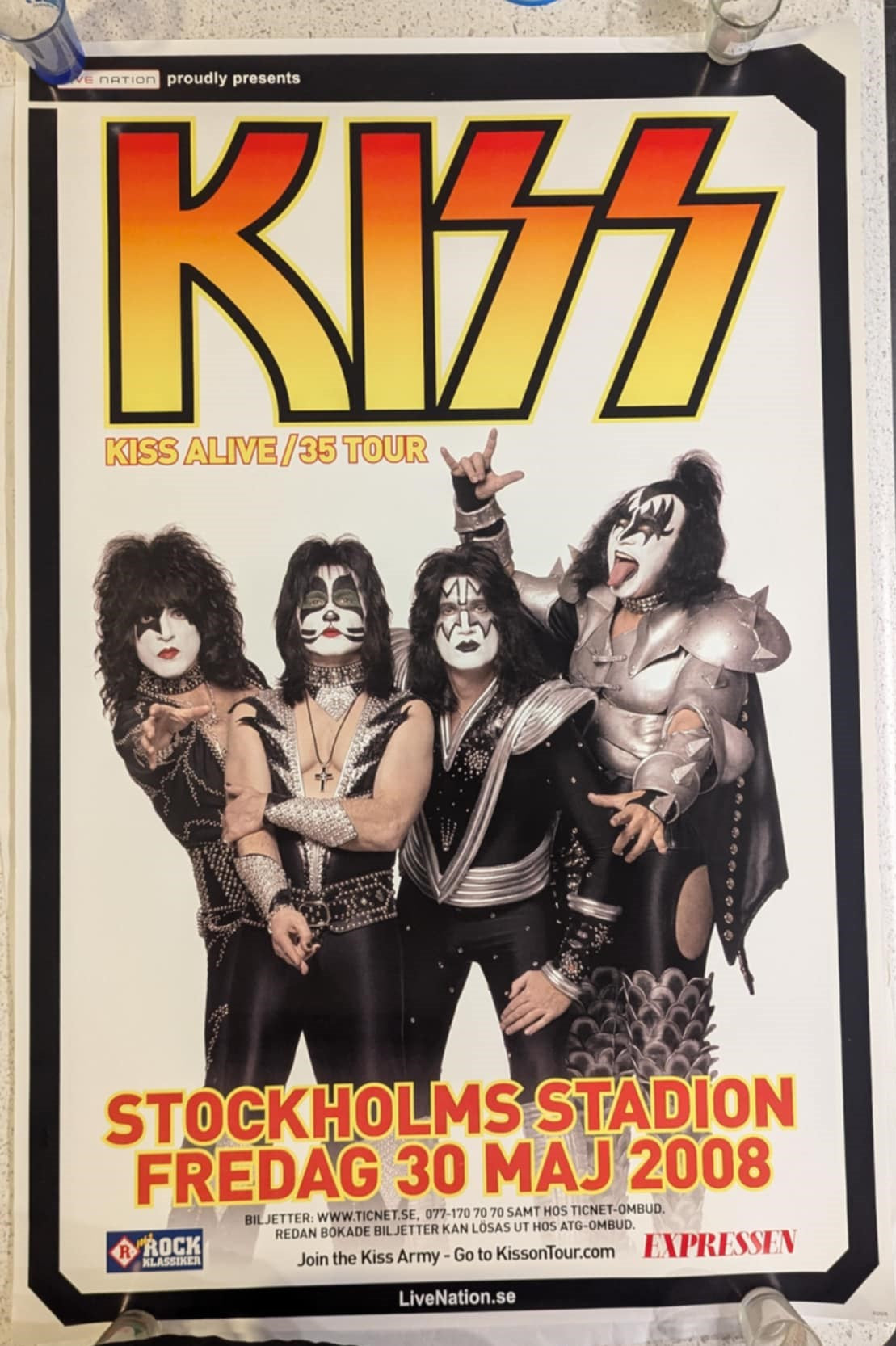 KISS Eric Singer Personally Owned May 30 2008 STOCKHOLM SWEDEN Alive 35 Tour Poster