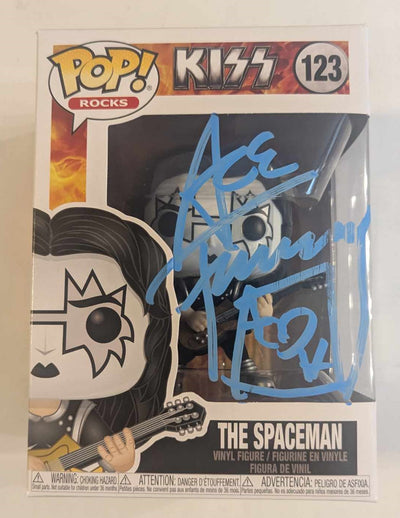 KISS ACE FREHLEY Signed FUNKO POP #123 Vinyl Figure  Blue signature SCRATCH & DENT