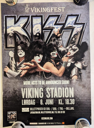 KISS Eric Singer Personally Owned 6-8-2013 VIKING STADIUM Stavanger Norway Monster Tour Poster