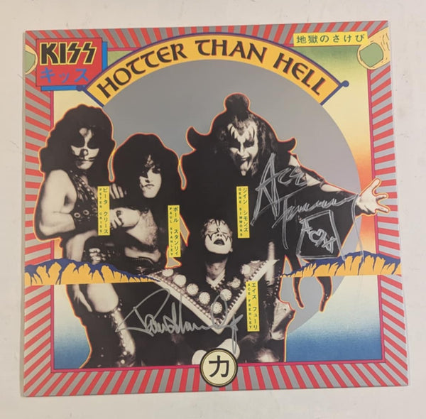 KISS PAUL STANLEY and ACE FREHLEY Signed HOTTER THAN HELL LP Autograph SCRATCH AND DENT