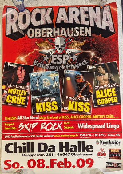 KISS Eric Singer Personally Owned and Signed 2-8-2009 ESP OBERHAUSEN Tour Poster