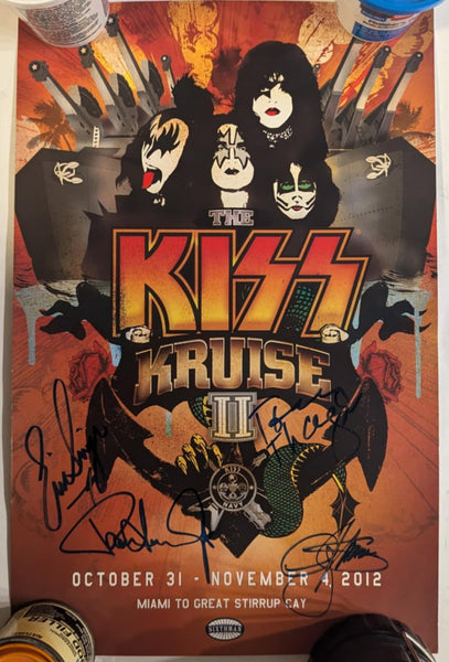 KISS Eric Singer Personally Owned KISS KRUISE II Poster SIGNED BY THE WHOLE BAND