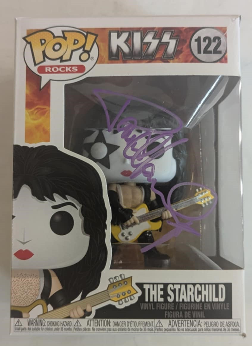 KISS PAUL STANLEY  signed FUNKO POP Purple Paint Pen Signature Autograph SCRATCH & DENT