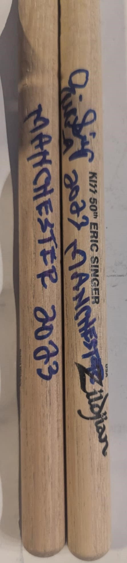 7-7-2023 MANCHESTER Eric Singer Signed EOTR DRUMSTICKS w SETLIST KISS