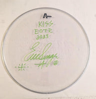 6-10-2023 PRAGUE CZECH REPUBLIC Eric Singer Signed EOTR DRUMHEAD w CALLSHEET KISS