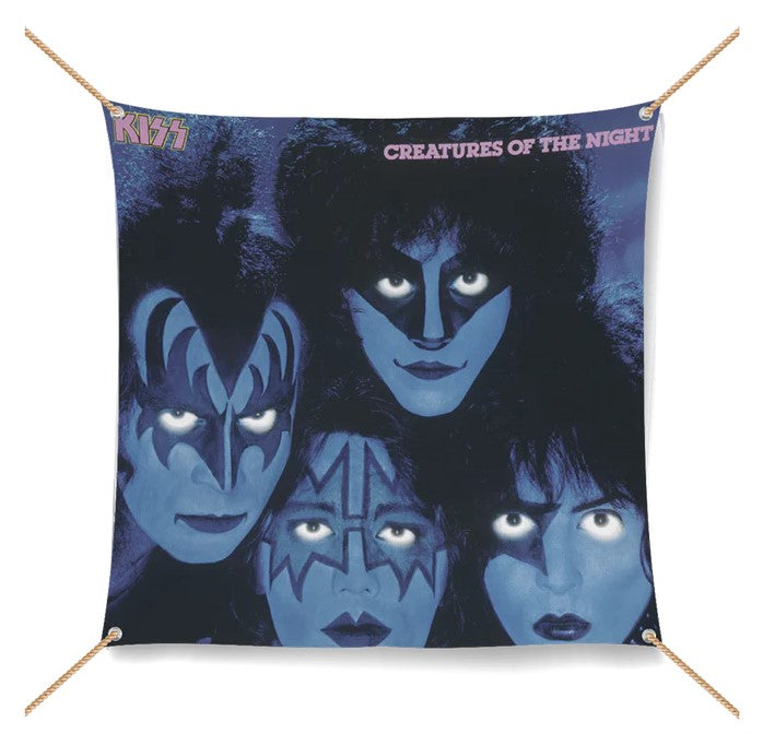 KISS CREATURES OF THE NIGHT 4'x4'  Cloth Flag KOL EX