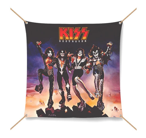 KISS DESTROYER 4'x4'  Cloth Flag KOL EX