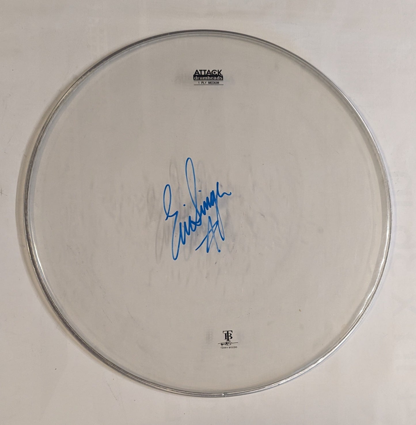 KISS ERIC SINGER 18"  DRUMHEAD Blue Signature #1