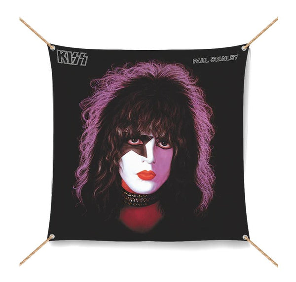 KISS SET OF 4 SOLO LP 4'x4'  Cloth Flags KOL EX