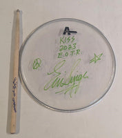 6-25-2023 CARTAGENA SPAIN Eric Singer Signed EOTR DRUMHEAD w DRUMSTICK KISS