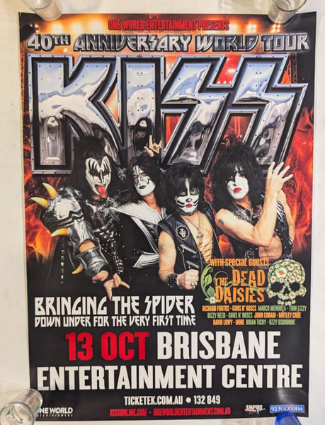 KISS Eric Singer Personally Owned 10-13-2015 BRISBANE Australia 40th Anniversary Tour Poster