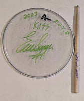 6-21-2023 DRESDEN GERMANY Eric Singer Signed EOTR DRUMHEAD w DRUMSTICK KISS