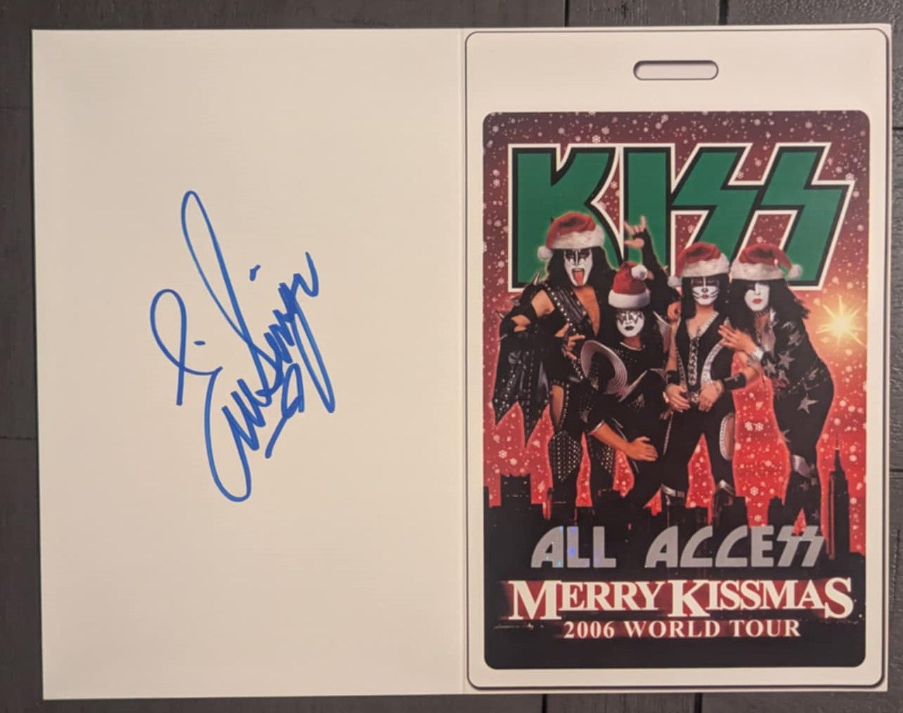 KISS Eric Singer Owned and Signed Unused 2006 Christmas Card  Personal Collection