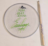 6-15-2023 HELLFEST CLISSON FRANCE Eric Singer Signed EOTR DRUMHEAD w DRUMSTICK KISS