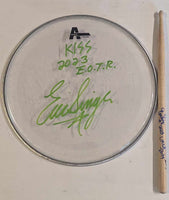 6-29-2023 LUCCA ITALY Eric Singer Signed EOTR DRUMHEAD w DRUMSTICK KISS