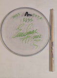 6-26-2023 NEWCASTLE ENGLAND Eric Singer Signed EOTR DRUMHEAD w DRUMSTICK KISS