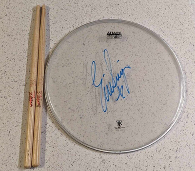 Eric Singer 2023 EOTR Stage-Used Signed Drumheads and Drumstick Combo –  KISS Haven