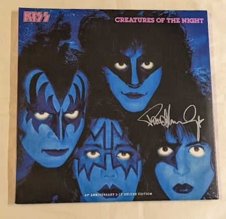 KISSONLINE KISS PAUL STANLEY signed CREATURES OF THE NIGHT KOL EX 40th Anniversary 3LP Blue Vinyl