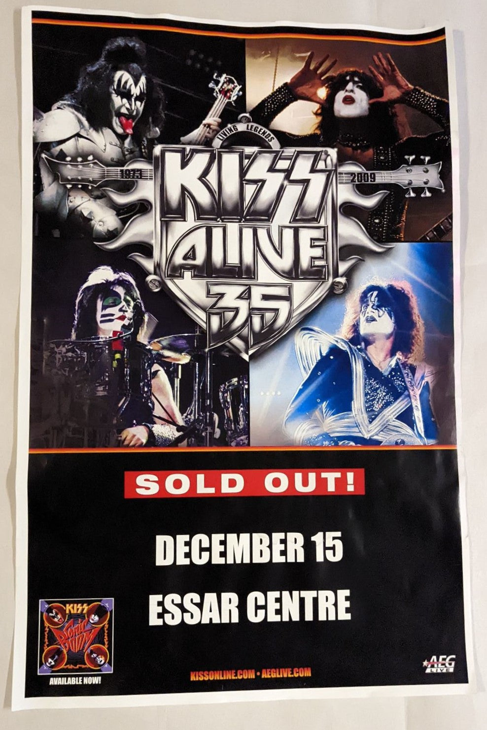 KISS ALIVE 35 TOUR 12-15-09 SAULTE SAINTE MARIE Original CONCERT SHOW POSTER