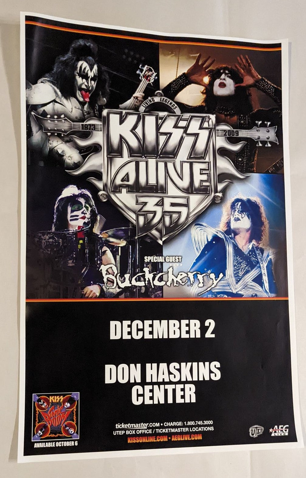 KISS ALIVE 35 TOUR 12-02-09 EL PASO TX USA Original CONCERT SHOW POSTER