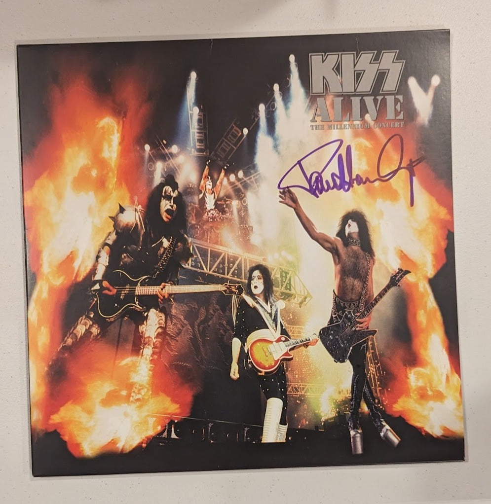 PAUL STANLEY signed ALIVE MILLENNIUM CONCERT LP Purple Marker KISS